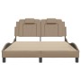 Bed frame with LED lights in synthetic cappuccino leather 140x200 cm by , Beds and slatted bases - Ref: Foro24-3214026, Price...