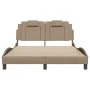 Bed frame with LED lights in synthetic cappuccino leather 140x200 cm by , Beds and slatted bases - Ref: Foro24-3214026, Price...