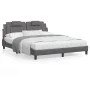 Bed frame with LED lights, gray PE leather, 160x200 cm. by , Beds and slatted bases - Ref: Foro24-3214032, Price: 246,83 €, D...