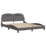 Bed frame with LED lights, gray PE leather, 160x200 cm. by , Beds and slatted bases - Ref: Foro24-3214032, Price: 241,81 €, D...