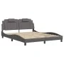 Bed frame with LED lights, gray PE leather, 160x200 cm. by , Beds and slatted bases - Ref: Foro24-3214032, Price: 246,83 €, D...