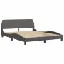 Bed frame with LED lights, gray PE leather, 160x200 cm. by , Beds and slatted bases - Ref: Foro24-3214032, Price: 246,83 €, D...