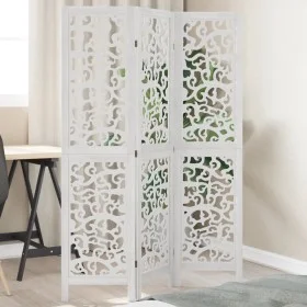 Biombo separador de 3 paneles madera maciza Paulownia blanco de , Divisores de ambientes - Ref: Foro24-358733, Precio: 85,39 ...