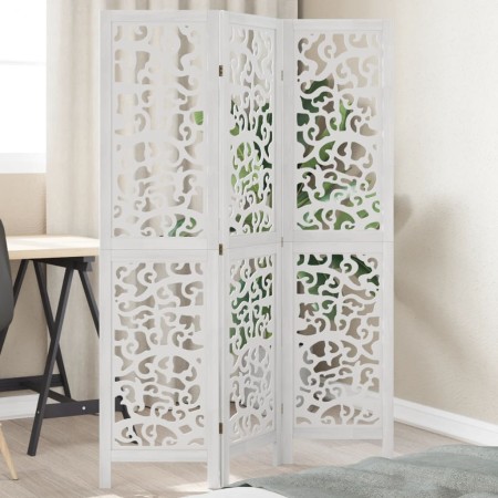 Three-panel solid Paulownia wood room divider screen in white. by , Room dividers - Ref: Foro24-358733, Price: 87,76 €, Disco...