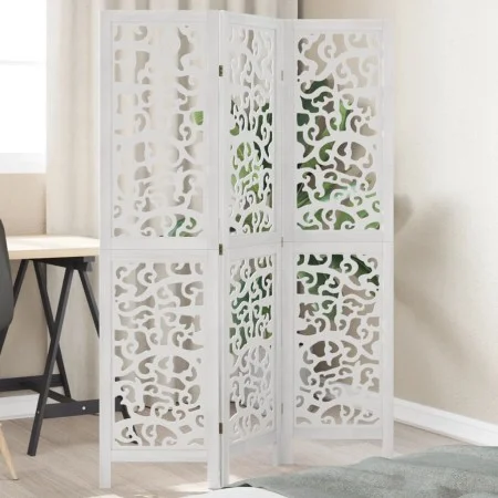 Three-panel solid Paulownia wood room divider screen in white. by , Room dividers - Ref: Foro24-358733, Price: 85,39 €, Disco...