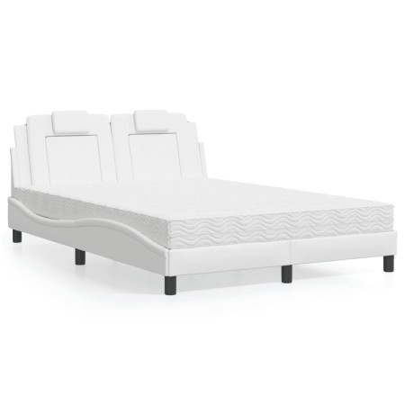 Bett mit weißem Kunstleder-Matratze 140x200 cm von , Betten und Lattenroste - Ref: Foro24-3208797, Preis: 425,30 €, Rabatt: %