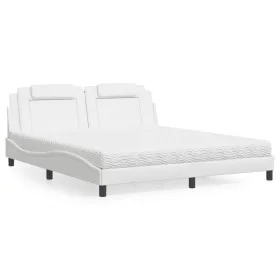 Bed with white synthetic leather mattress 180x200 cm by , Beds and slatted bases - Ref: Foro24-3208811, Price: 450,64 €, Disc...