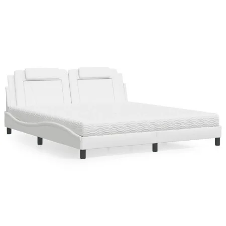 Bed with white synthetic leather mattress 180x200 cm by , Beds and slatted bases - Ref: Foro24-3208811, Price: 450,64 €, Disc...