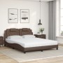 Bed with brown synthetic leather mattress 160x200 cm by , Beds and slatted bases - Ref: Foro24-3208805, Price: 429,76 €, Disc...