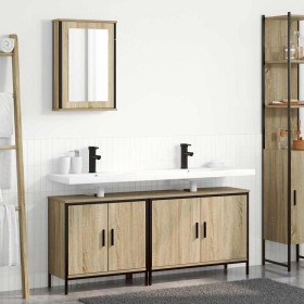 Juego de muebles de baño 3 pcs Marrón 60 x 30 x 60 cm
