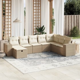 Garden sofa set with beige cushions, 8 pieces, PE rattan. by , Garden sets - Ref: Foro24-3264514, Price: 545,78 €, Discount: %