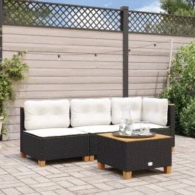 PE rattan and black acacia wood garden table 55x55x36 cm by , Garden tables - Ref: Foro24-365908, Price: 61,55 €, Discount: %