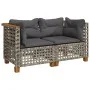 Ecksofas für den Garten mit 2 Kissen aus grauem Kunststoff-Rattan von , Outdoor-Sofas - Ref: Foro24-365936, Preis: 190,16 €, ...