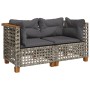 Ecksofas für den Garten mit 2 Kissen aus grauem Kunststoff-Rattan von , Outdoor-Sofas - Ref: Foro24-365936, Preis: 193,56 €, ...