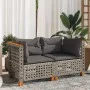 Ecksofas für den Garten mit 2 Kissen aus grauem Kunststoff-Rattan von , Outdoor-Sofas - Ref: Foro24-365936, Preis: 190,16 €, ...