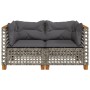 Ecksofas für den Garten mit 2 Kissen aus grauem Kunststoff-Rattan von , Outdoor-Sofas - Ref: Foro24-365936, Preis: 193,56 €, ...