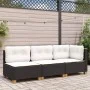 3-seater garden sofa with black synthetic rattan cushions by , Outdoor sofas - Ref: Foro24-365920, Price: 241,19 €, Discount: %