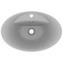 Luxuriöses ovales Waschbecken mit mattem hellgrauem Keramiküberlauf von vidaXL, Sinkt - Ref: Foro24-146938, Preis: 88,39 €, R...