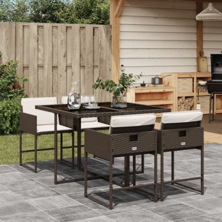 Set comedor de jardín 5 piezas y cojines ratán sintético marrón de , Conjuntos de jardín - Ref: Foro24-3278024, Precio: 269,8...