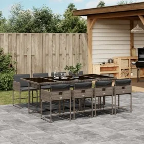Garden dining set 9 pieces and gray synthetic rattan cushions by , Garden sets - Ref: Foro24-3278047, Price: 701,24 €, Discou...