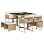 Garden dining set 9 pieces with beige synthetic rattan cushions by , Garden sets - Ref: Foro24-3278085, Price: 352,98 €, Disc...
