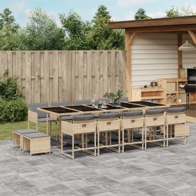 Garten-Essgruppe mit 15-teiligen Kissen aus synthetischem Rattan in Beige. von , Gartensets - Ref: Foro24-3278123, Preis: 781...