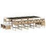 Garten-Essgruppe mit 15-teiligen Kissen aus synthetischem Rattan in Beige. von , Gartensets - Ref: Foro24-3278121, Preis: 785...