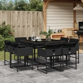 9-piece garden dining set with black synthetic rattan cushions by , Garden sets - Ref: Foro24-3278142, Price: 537,52 €, Disco...