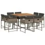 Garden dining set 9 pieces and gray synthetic rattan cushions by , Garden sets - Ref: Foro24-3278149, Price: 571,13 €, Discou...