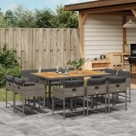 11-piece garden dining set with gray synthetic rattan cushions by , Garden sets - Ref: Foro24-3278161, Price: 754,46 €, Disco...