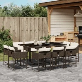 Garden dining set 11 pieces with brown synthetic rattan cushions by , Garden sets - Ref: Foro24-3278156, Price: 728,60 €, Dis...