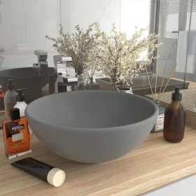 Luxury round washbasin in light gray matte ceramic 32.5x14 cm by vidaXL, Sinks - Ref: Foro24-146971, Price: 63,74 €, Discount: %