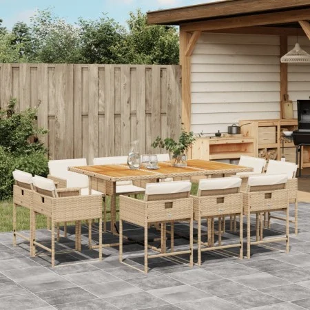 Garden dining set 11 pieces with beige synthetic rattan cushions by , Garden sets - Ref: Foro24-3278163, Price: 755,35 €, Dis...