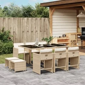 Garden dining set 11 pieces with beige synthetic rattan cushions by , Garden sets - Ref: Foro24-3277917, Price: 591,62 €, Dis...