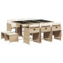Garten-Essgruppe 11-teilig mit Kissen aus synthetischem Rattan in Beige. von , Gartensets - Ref: Foro24-3277917, Preis: 502,2...