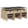 Garten-Essgruppe 11-teilig mit Kissen aus synthetischem Rattan in Beige. von , Gartensets - Ref: Foro24-3277917, Preis: 502,2...