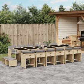 Garden dining set 17 pieces with beige synthetic rattan cushions by , Garden sets - Ref: Foro24-3277955, Price: 946,04 €, Dis...