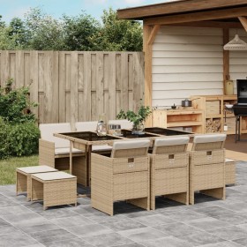 Garden dining set 11 pieces with beige synthetic rattan cushions by , Garden sets - Ref: Foro24-3277737, Price: 583,44 €, Dis...