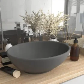 Matte dark gray ceramic oval luxury washbasin 40x33 cm by vidaXL, Sinks - Ref: Foro24-146928, Price: 55,82 €, Discount: %