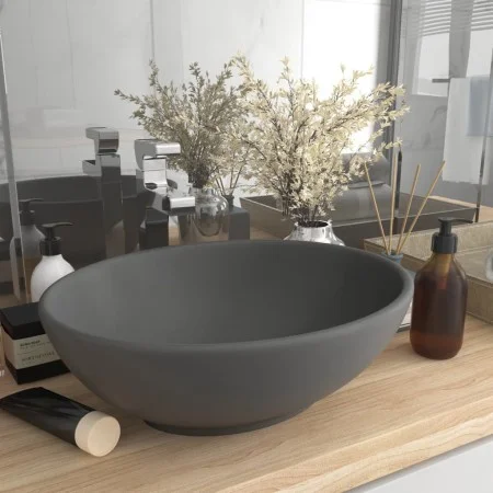 Ovales Luxuswaschbecken aus dunkelgrauer, mattierter Keramik, 40 x 33 cm von vidaXL, Sinkt - Ref: Foro24-146928, Preis: 55,82...