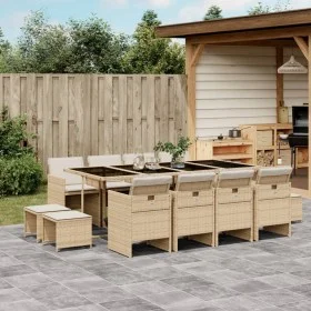 Garden dining set with 13-piece synthetic rattan beige cushions. by , Garden sets - Ref: Foro24-3277749, Price: 861,17 €, Dis...