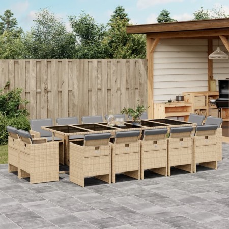 Garden dining set with 15-piece synthetic rattan beige cushions by , Garden sets - Ref: Foro24-3277763, Price: 939,66 €, Disc...