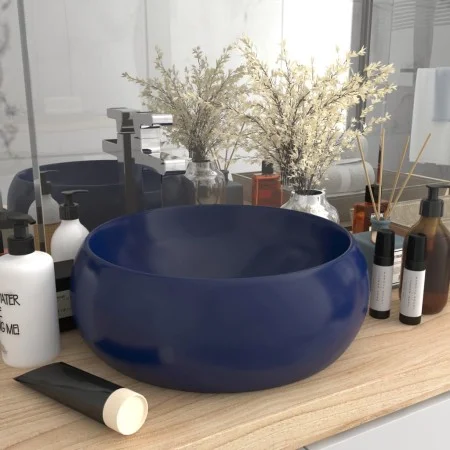 Matte dark blue round ceramic luxury washbasin 40x15 cm by vidaXL, Sinks - Ref: Foro24-147001, Price: 77,96 €, Discount: %