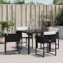 Garden chairs with cushions, 4 units, black synthetic rattan by , Garden chairs - Ref: Foro24-4007475, Price: 119,90 €, Disco...