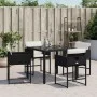 Garden chairs with cushions, 4 units, black synthetic rattan by , Garden chairs - Ref: Foro24-4007475, Price: 201,39 €, Disco...
