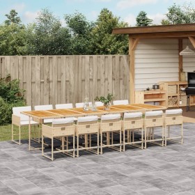Garten-Essgruppe mit 13-teiligen Kissen aus synthetischem Rattan in Beige. von , Gartensets - Ref: Foro24-3278079, Preis: 876...