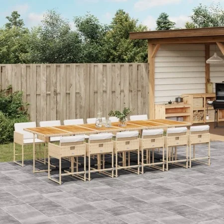 Garden dining set with 13-piece synthetic rattan beige cushions. by , Garden sets - Ref: Foro24-3278079, Price: 1,00 €, Disco...