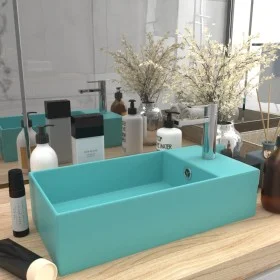 Light green ceramic sink with overflow by vidaXL, Sinks - Ref: Foro24-146991, Price: 74,56 €, Discount: %