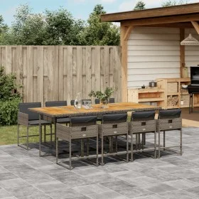 Garden dining set 9 pieces and gray synthetic rattan cushions by , Garden sets - Ref: Foro24-3278053, Price: 735,29 €, Discou...