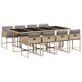 Garten-Essgruppe 9-teilig mit Kissen aus synthetischem Rattan in Beige. von , Gartensets - Ref: Foro24-3278051, Preis: 535,24...